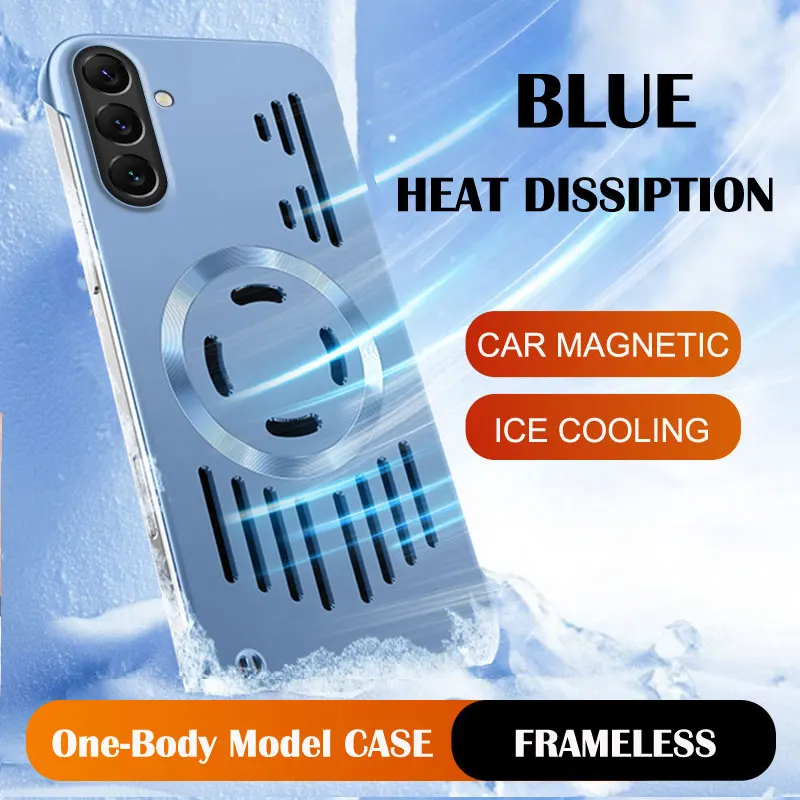 Für Samsung Galaxy A55 A56 A57 Hülle Rahmenlose Harte Metallische PC Wärmeableitung Magnetische Kabellose Ladung Schützende Rückabdeckung