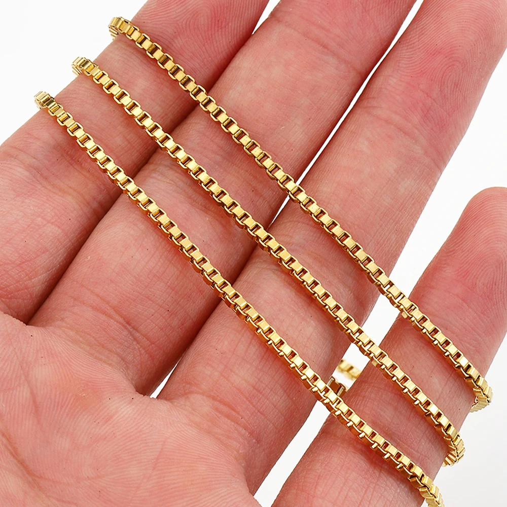 2Meters 1Meter Stainless Steel Box Chain for Necklace Bracelet DIY Jewelry Making Findings Handmade Crafts Bulk Supplies