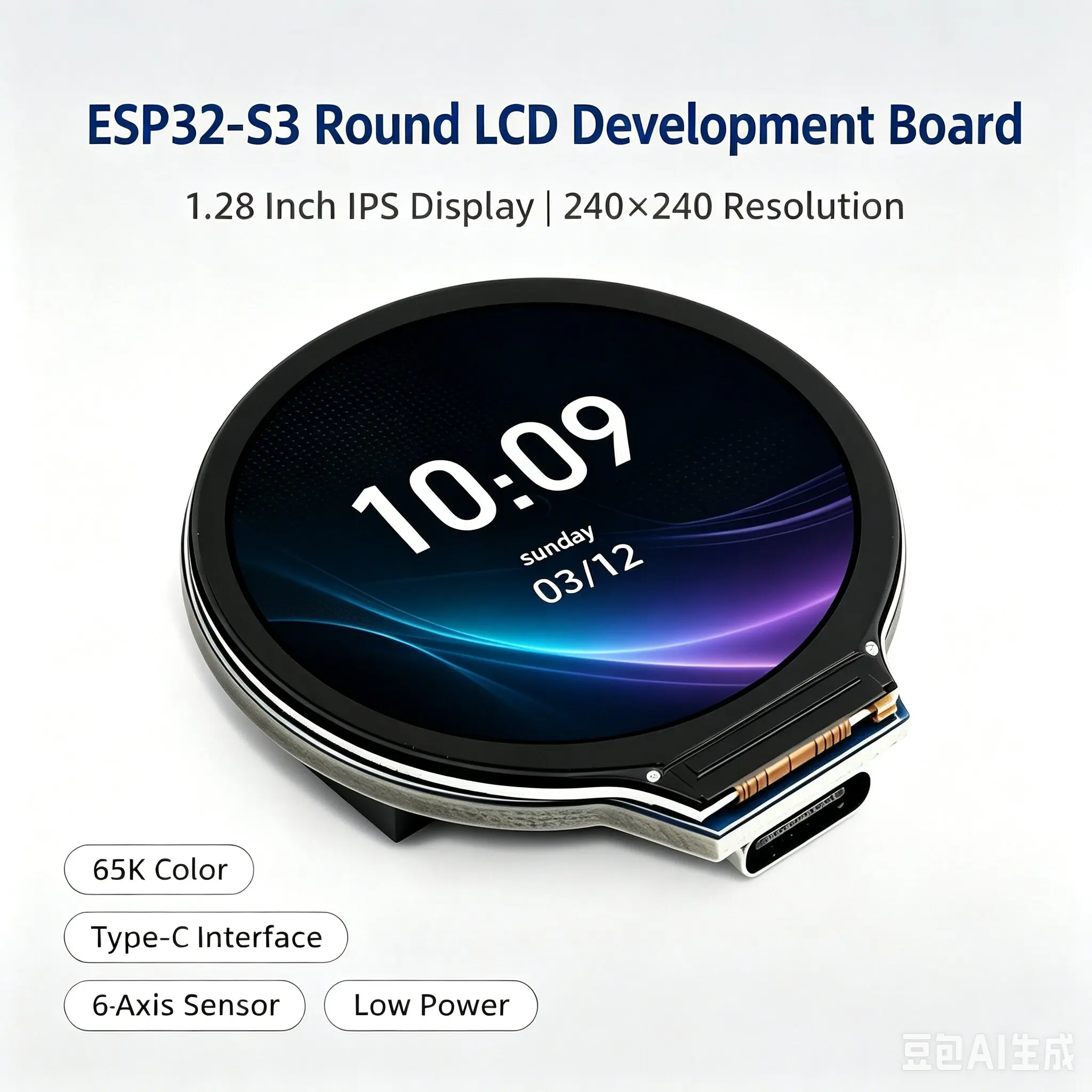 ESP32-S3 1.28 Inch Touch Screen Round Display Development Board 240X240 Pixel GC9A01 Driver IDE MicroPython