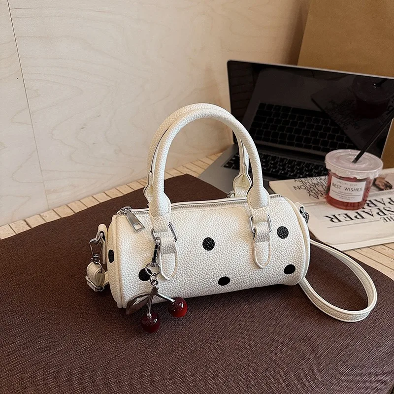 

Color Wave Dot Handheld Pillow Bag for Women, 2026 Autumn/Winter New Fashion Cylindrical Bag, Versatile Shoulder Crossbody Bag