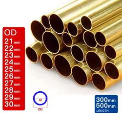 Brass pipe outer diameter 21 22 23 24 25 26 27 28 29 30mm length 300 500mm Hollow straight round Thin Brass tube piping