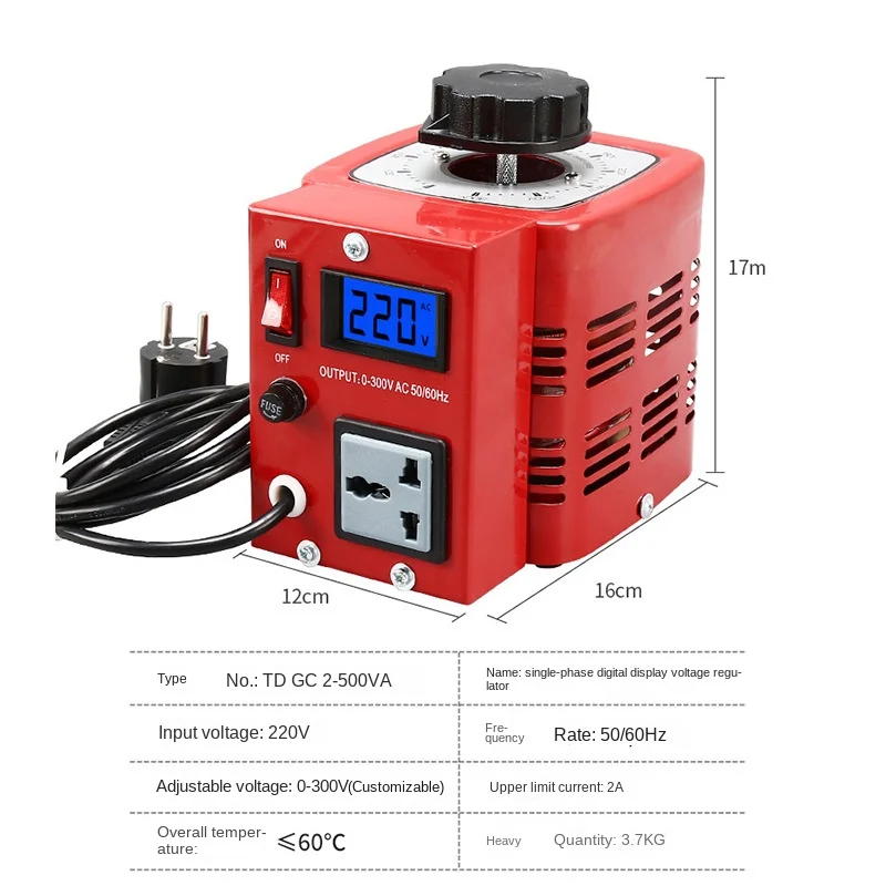 Imagem -04 - Regulador de Tensão Variável Variável do Transformador Fonte de Alimentação Ajustável Monofásica Aps500w 0.5 kw 220v 0300v ac