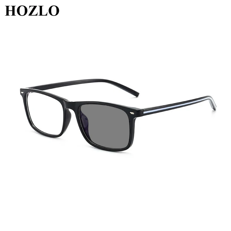 

Unisex TR90 Vintage Rivet Rectangle Photochromic Myopia Glasses Women Men Striped Legs Nearsighted Sunglasses for Driving Travel