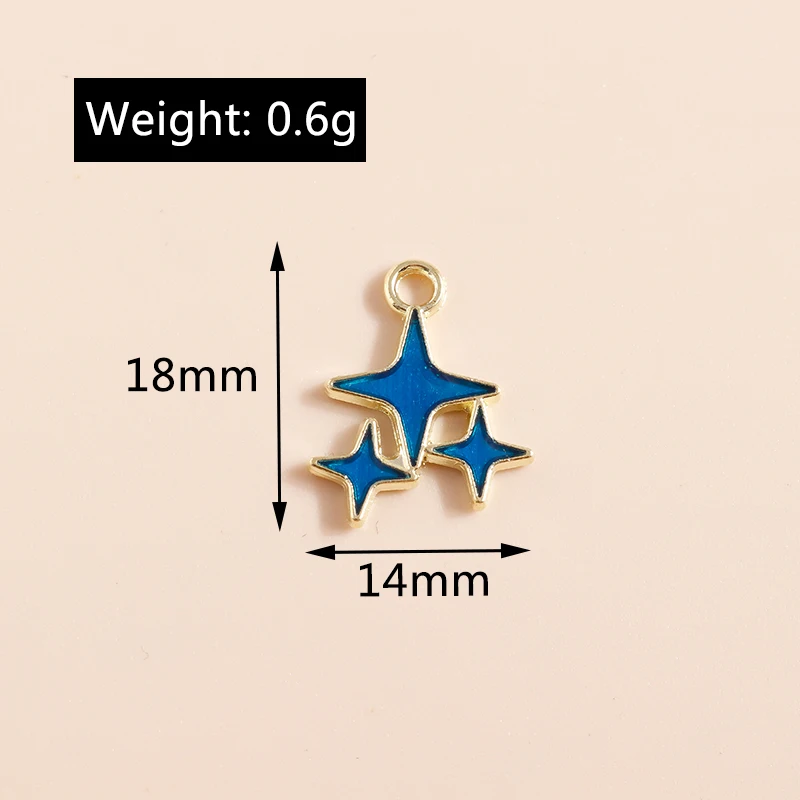 20pcs 14x18mm Cute Colorful Enamel Star Charms Pendants for Making Earrings Necklaces Bracelets Accessories DIY Jewelry Findings