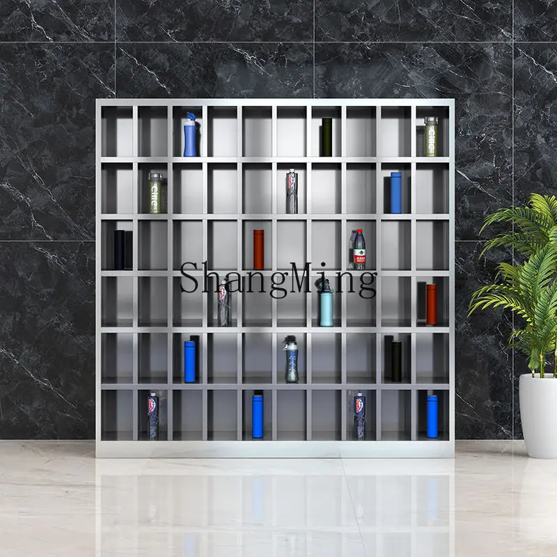 

FG stainless steel water cup cabinet factory workshop staff teacup cabinet thickened multi-grid water cup holder with door