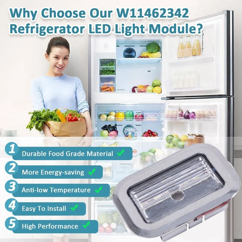 AT51-W 11462342   Módulo de luz LED para refrigerador para refrigerador reemplaza AP 6989197   PS 16218086   W 10908166   W 10607479   W 10843339