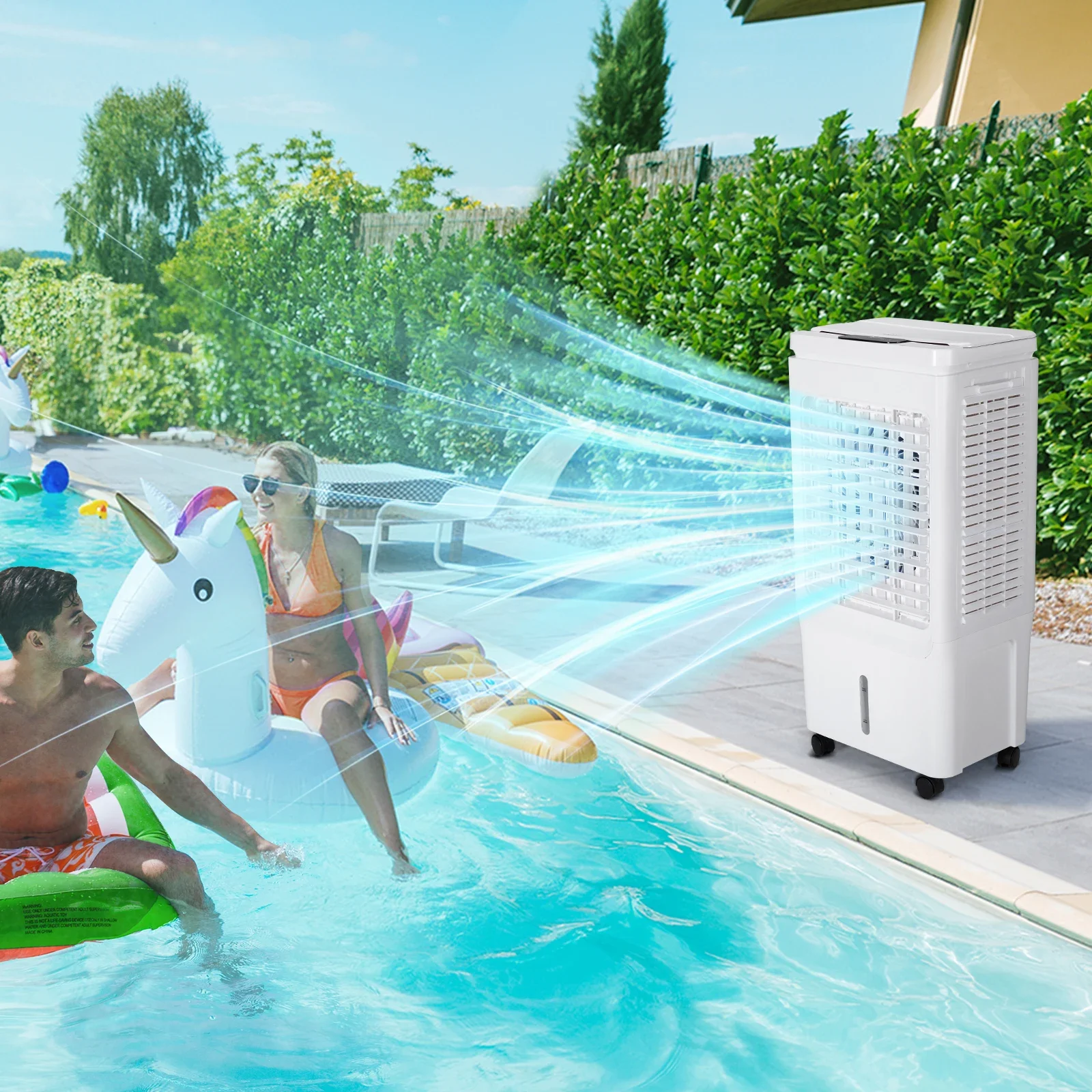 

Portable Evaporative Cooler With dust filter,Indoor/Outdoor,Personal Air Cooler,remote control,Large Water Tank & Scroll Casters
