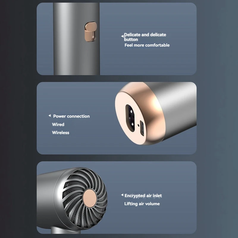 Wireless Hair Dryer Plug -In And Charging 2 In Line 1 With Usb Charging Cold Hot Wind Wireless Hair Dryer EU Plug-A58E