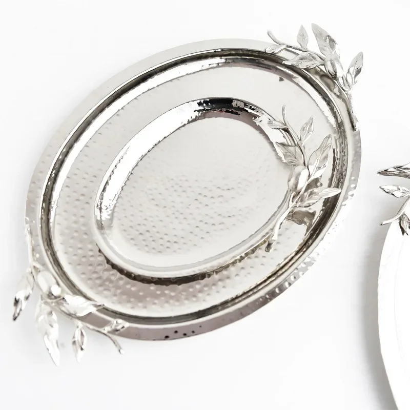 CLL gold and silver brass high-grade branches and leaves decorative storage tray modern light luxury ornament
