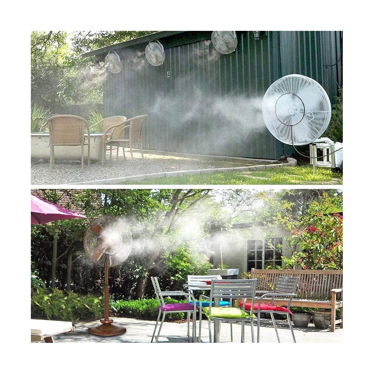 Anillo de pulverización para ventilador, Kit de ventilador de nebulización para exteriores, anillo de pulverización, tubo de pulverización, ventilador de nebulización, enfriador de agua, interfaz estándar de la UE para Patio