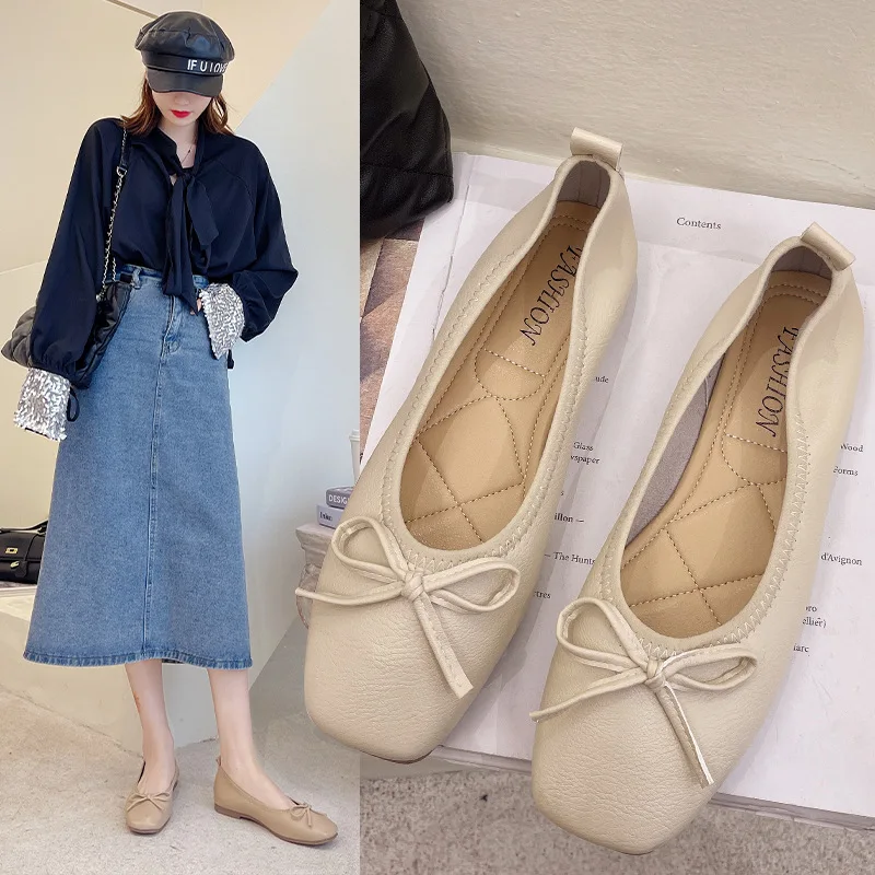 

Casual Flats Shoes Women Fashion Square Head Female Spring Autumn Single Shallow Mouth Loafers Shoes Mocasines De Mujer Zapatos