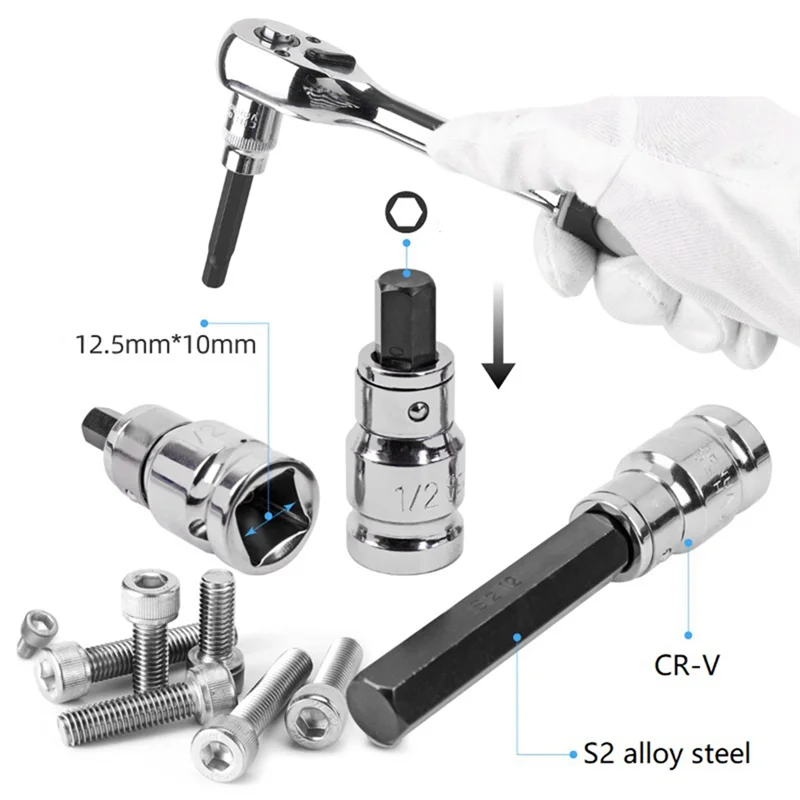 -PQWN 15 Piece Hexagon Socket S2 Screwdriver Head Black & Silver Hexagon Star Screwdriver Set