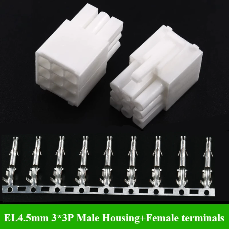 30Sets/lot EL4.5mm Male/Female Housing 2P/3P/4P/6P/9P/15P Small Tamiya Male/Female Multipole Connectors Housing+Terminal