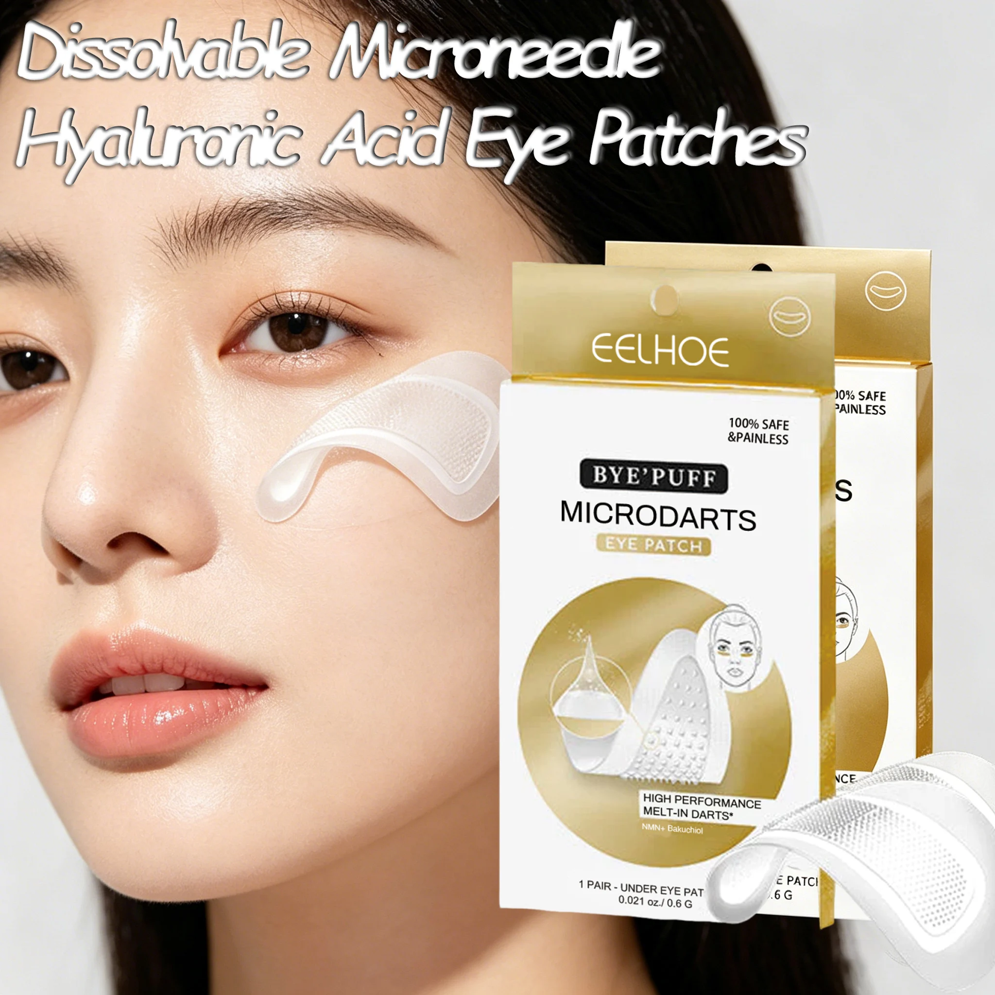 Professional Dissolvable Microneedle Patches For Dark Circle Eye Bags Care Smoothing Eye Hyaluronic Acid Under Eye Care Mask