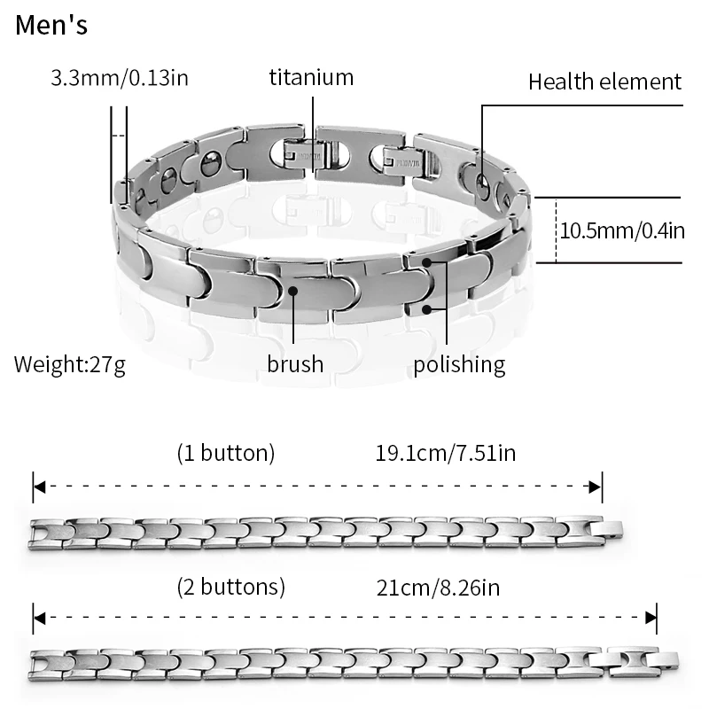 Couple Titanium Bracelet Healthy Bio Energy Magnetic  Simple and Fashion Wrist Chain for Lovers