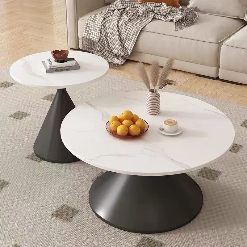 Nordic Cream Slate Coffee Table Modern Minimalist Living Room Furniture Small Apartment Low Center Table