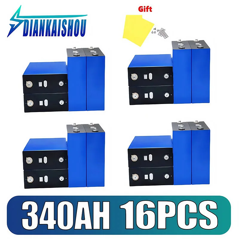 

16pcs 3.2V 340AH Lifepo4 Battery Grade A 3C High Power DIY 12V 24V 48V EV RV Solar Energy Storage Rechargeable Battery Tax Free