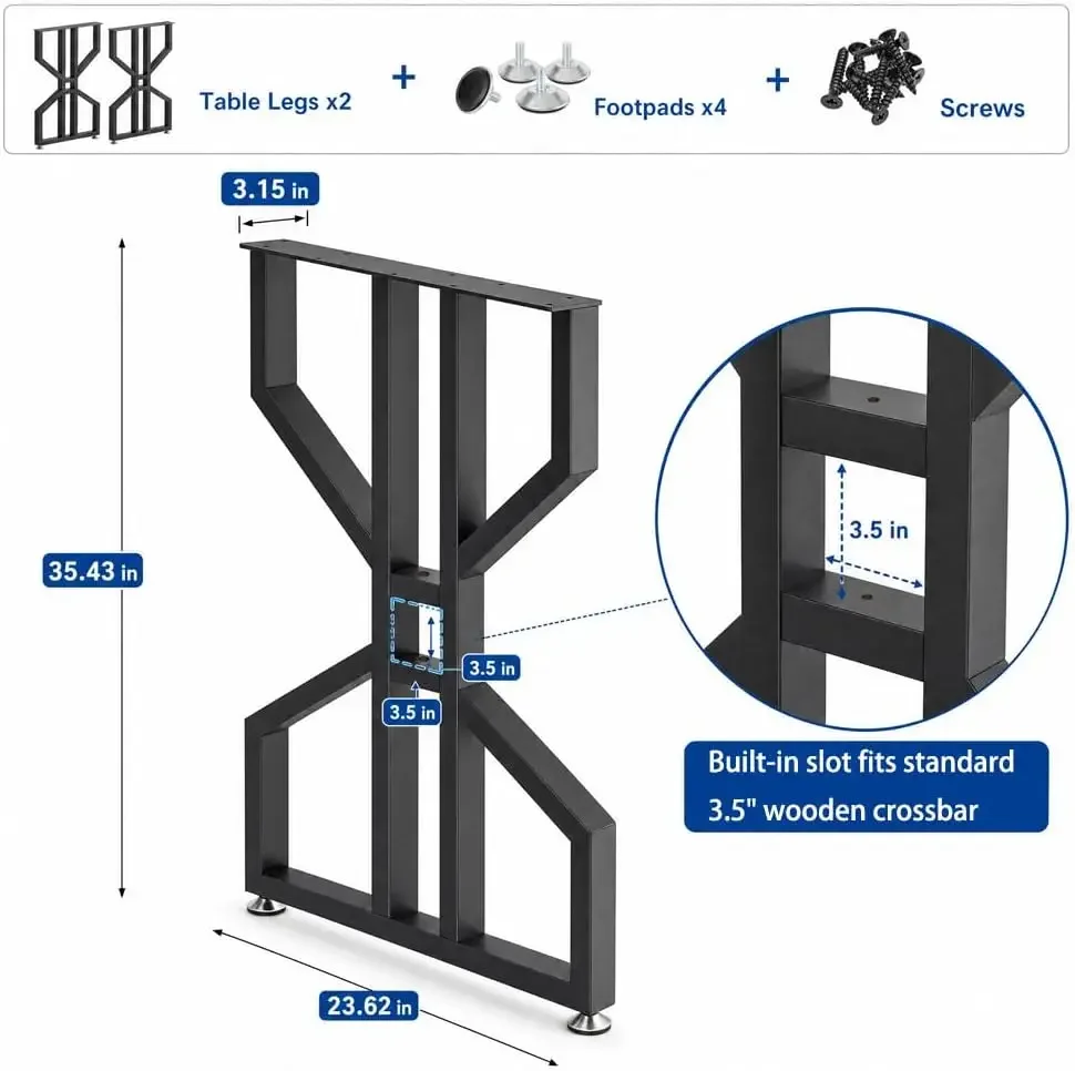 Bar Table Legs, Heavy Duty Metal Table Legs with Built-in Crossbar Slot, 36 Inch Bar Height Desk Legs for Dining Table, Kitchen