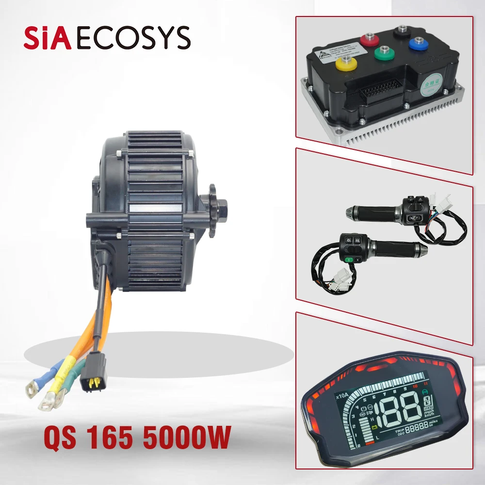 QSMOTOR QS165 V2 5000W 72V 35H Encoder PMSM Mid Drive Motor Kit with FarDriver ND72490B 270A 490A Controller