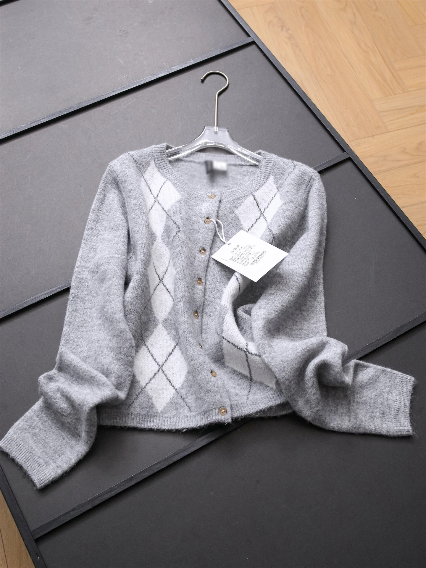 

Вязаный открытый кардиган из мягкой шерсти, женский свитер круглого цвета на пуговицах, блузка с ромбовидным узором, длинный свек, осень-зима