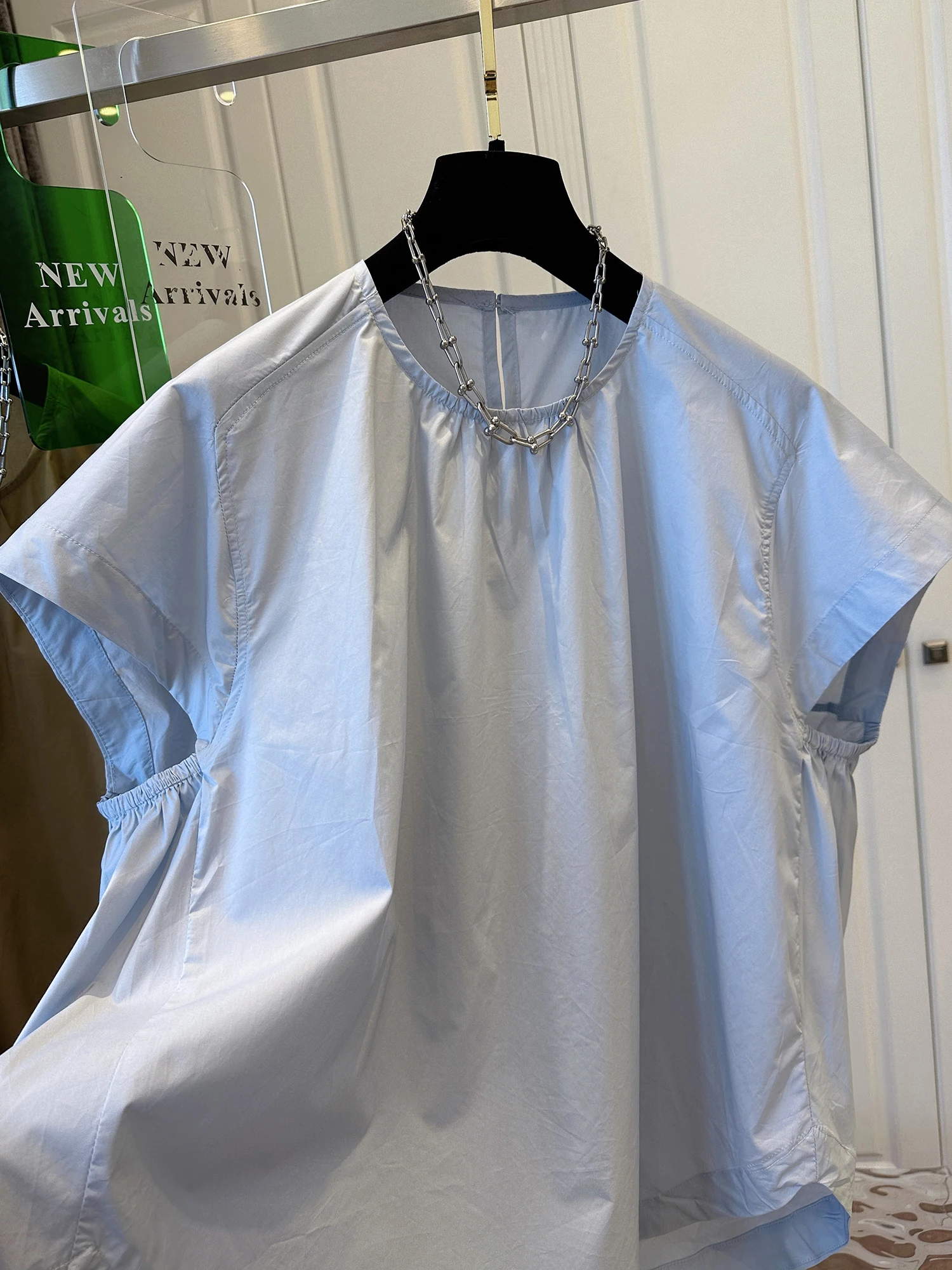 Lose runde Ne ort Sve irt Damen Koreanische Sle Sommer Neue Puppe irt Flng Sve Top Pendeln Sle Reine Farbe