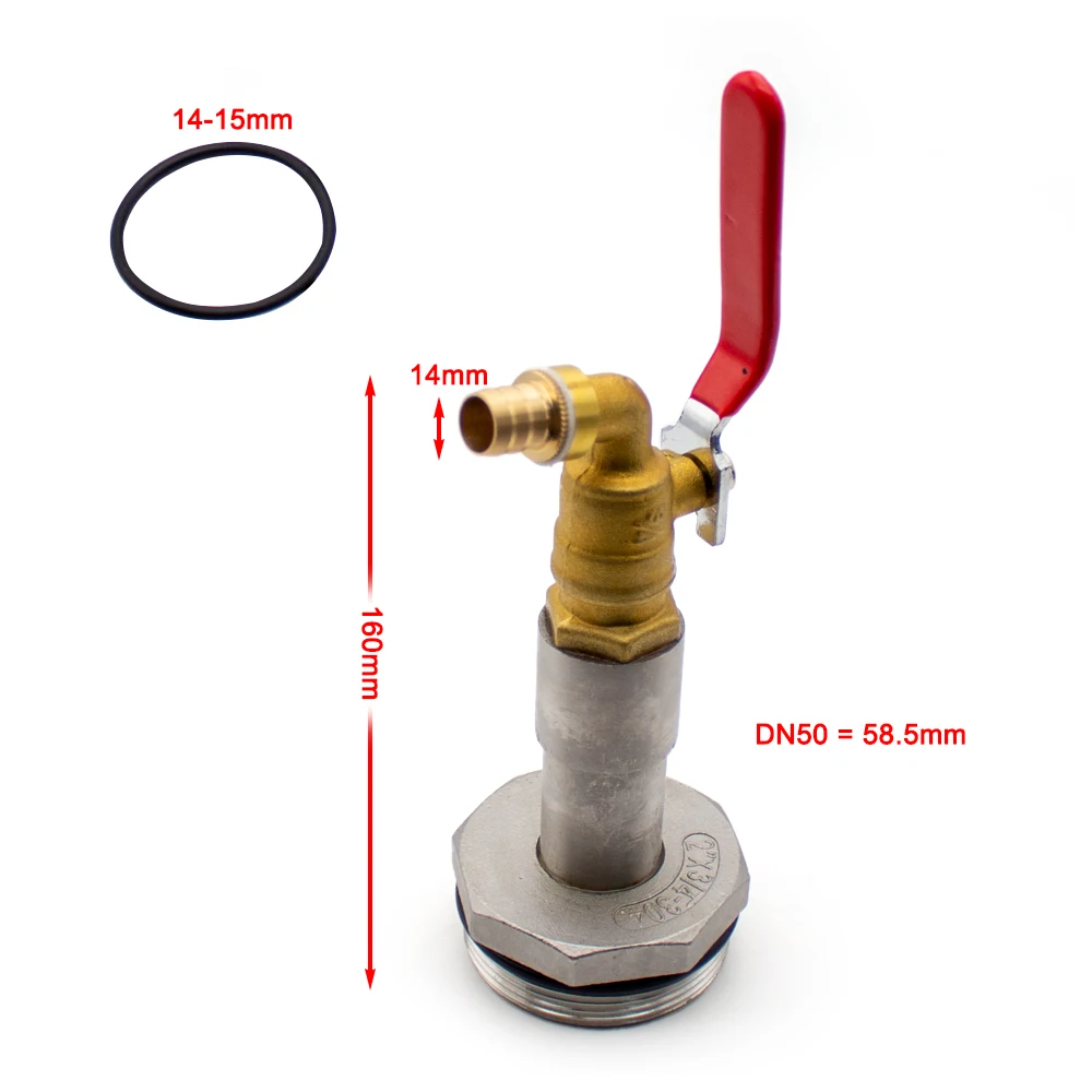 Ball Valve 200L Oil Drum Adapter DN50 Drum Faucet Barrel Spigot Tap Faucet 2 Inch Inlet Copper Dump Valve