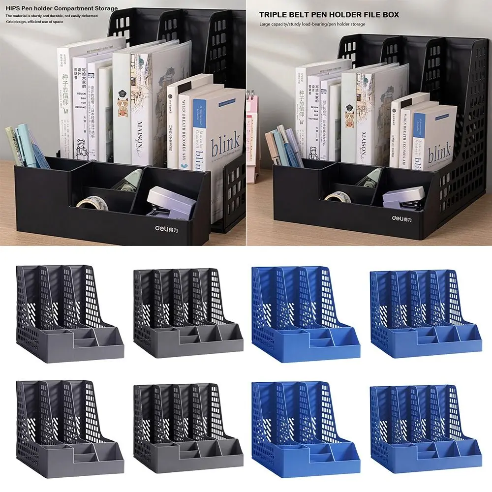 New 4/3-compartment File Box Bookshelf Organizers Stationery Accessories Desktop File Rack Office Storage Workplace