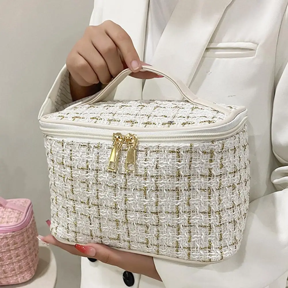 Sac à cosmétiques de grande capacité pour femmes, sac de maquillage portable, sac de rangement à la mode, organisateur de toilette à main, sac de voyage