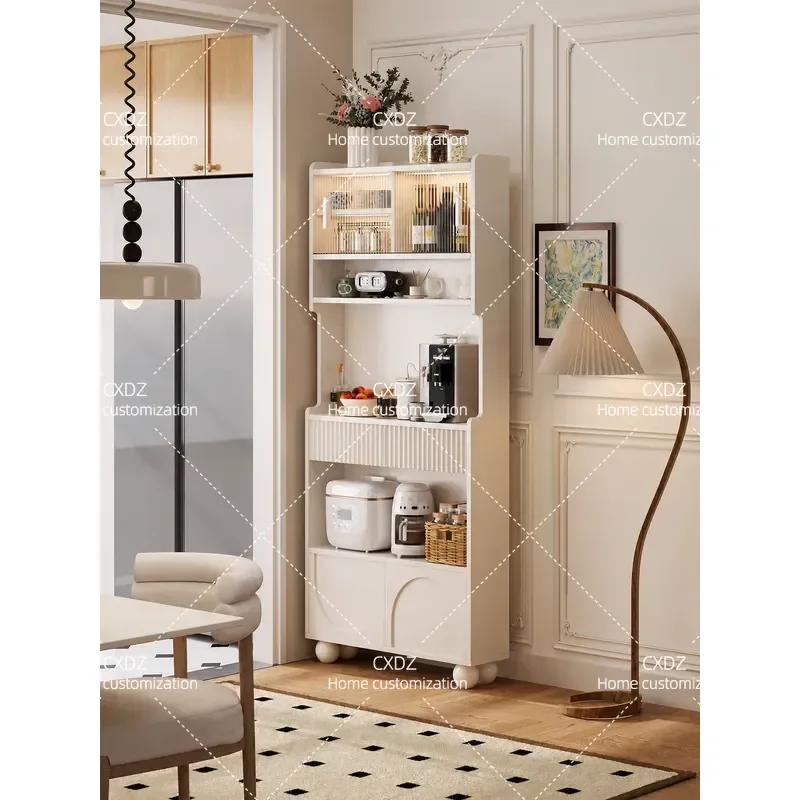 French solid wood dining side cabinet integrated against the wall, extremely narrow wall side cabinet, new ultra-thin high