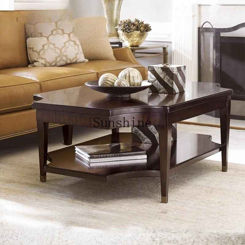 

American modern simple special-shaped living room solid wood coffee table light luxury negotiation table