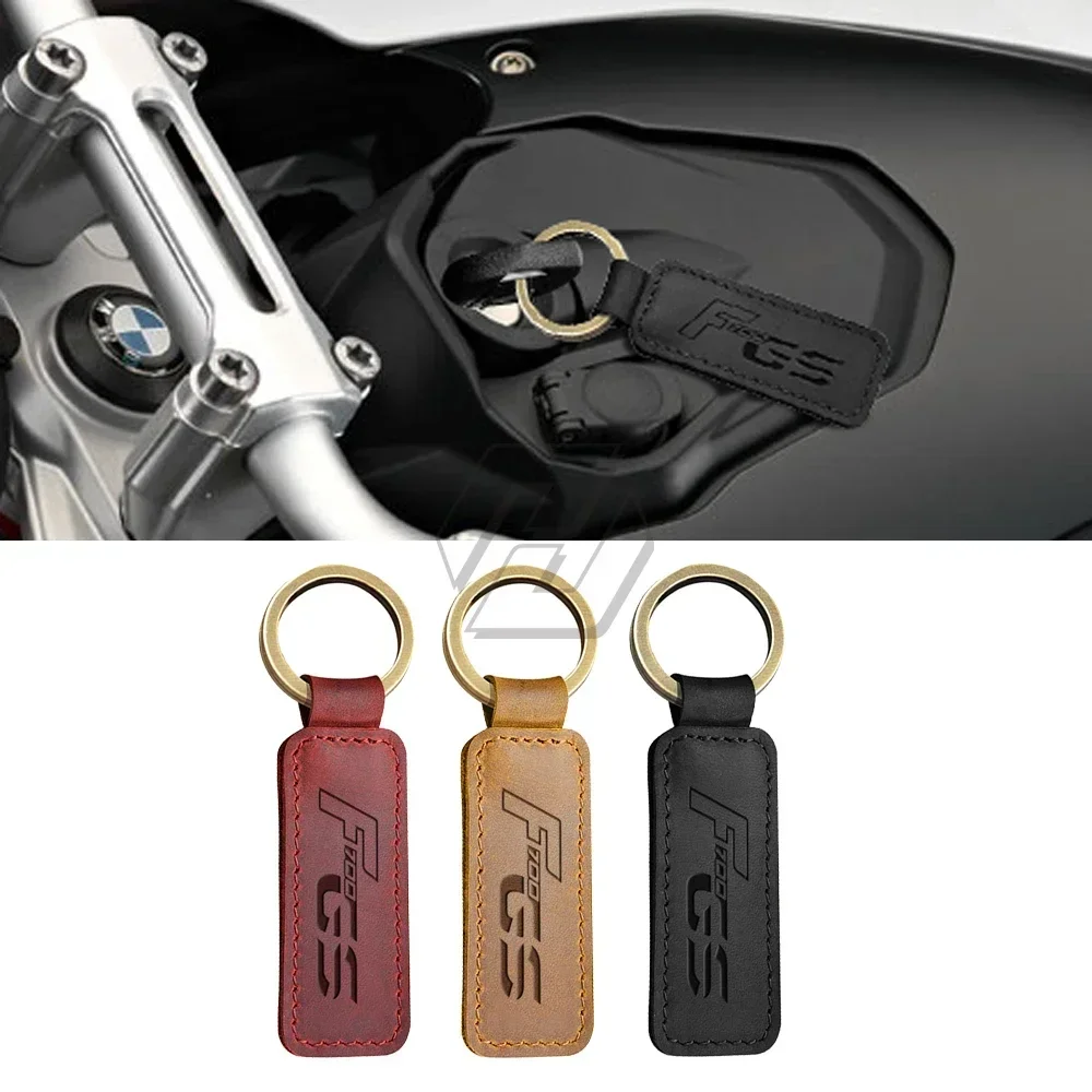 For BMW Motorrad F700GS F700 GS Motorcycle Cowhide Keychain Key Ring