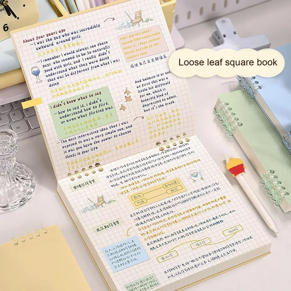 20 ซม.หลวมโน้ตบุ๊คเส้นแนวนอนสี่เหลี่ยมช่องว่างหนากระดาษโน้ตบุ๊ค Home Study สําหรับนักเรียนอุปกรณ์สํานักงาน