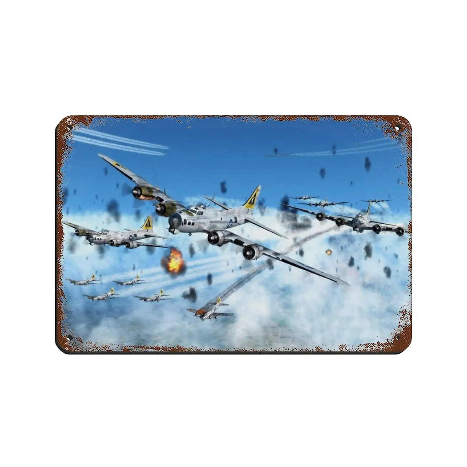 Jierbi B17 Flying Fortress Airplane Rust Tin Sign 2 Retro Poster Metal Tin Sign Chic Art Retro Iron Painting Bar People Cave Caf