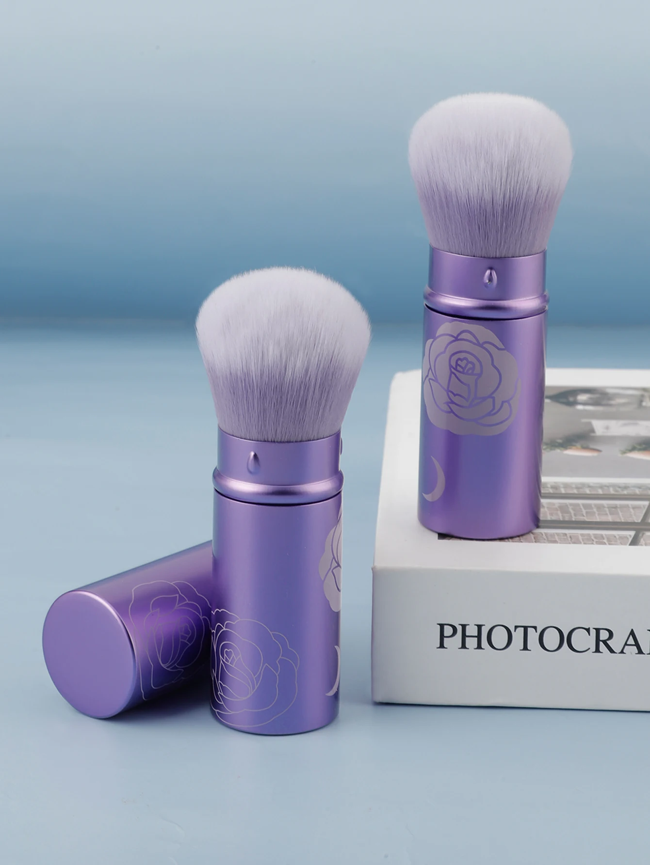 1Pcs Purple with flowersMultifunctional easy to carry portable retractable brush blush brush foundation brush