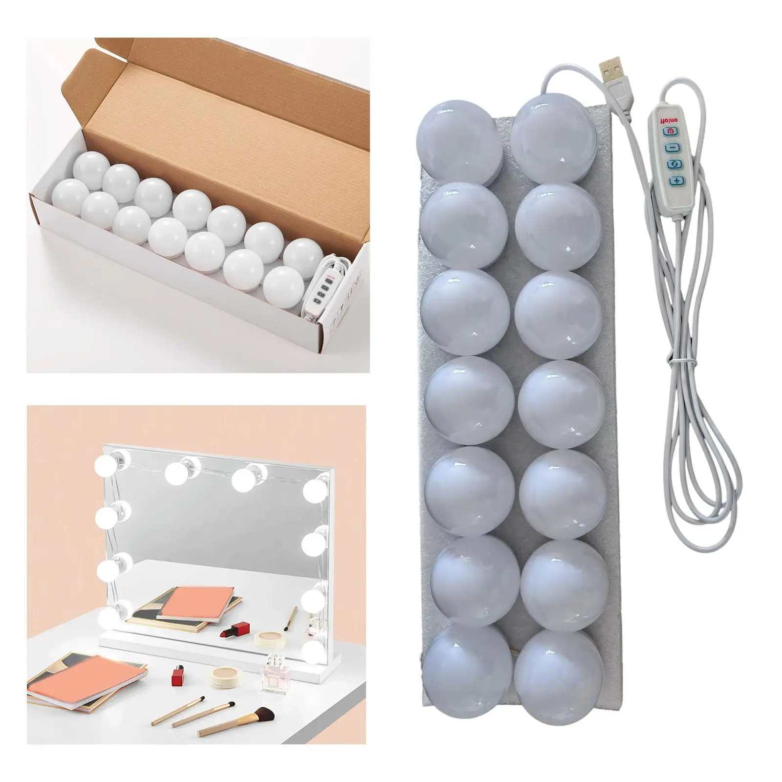 Makeup Light Portable Vanity Mirror Lights with Led Bulbs 3 Color Modes