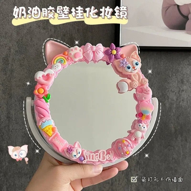 Cartoon Sanrio Meine Melodie Studentin niedlich handgefertigt kreative DIY drehbare Katzenohren Schlafsaal Creme Kleber Make-up Spiegel Geschenk