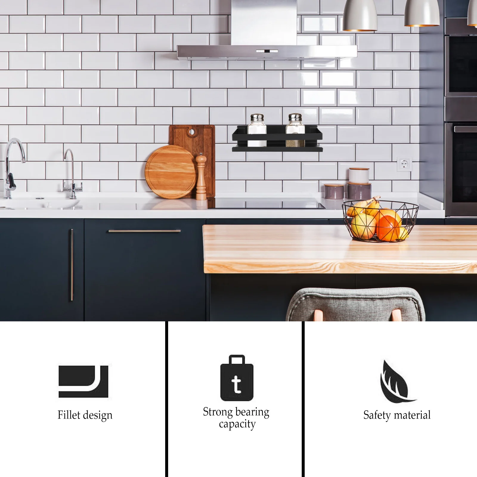 

1pc Stainless Steel Kitchen Storage Rack Wall Mounted Organizer For Spice Jars Phones Glasses Punching Shelf Drilling Rack