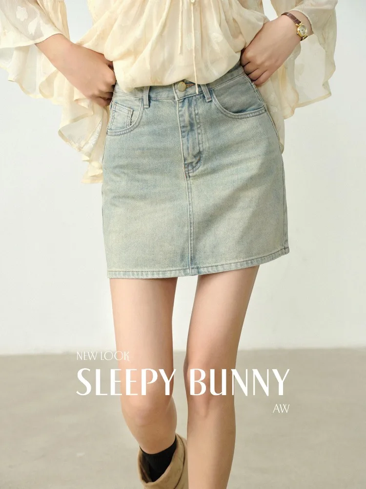 

Elegant Vintage Casual Denim Mini Skirt Summer Washed High Waist Jean Skirt Slim Fit Bodycon Short Skirt for Women Safety Shorts