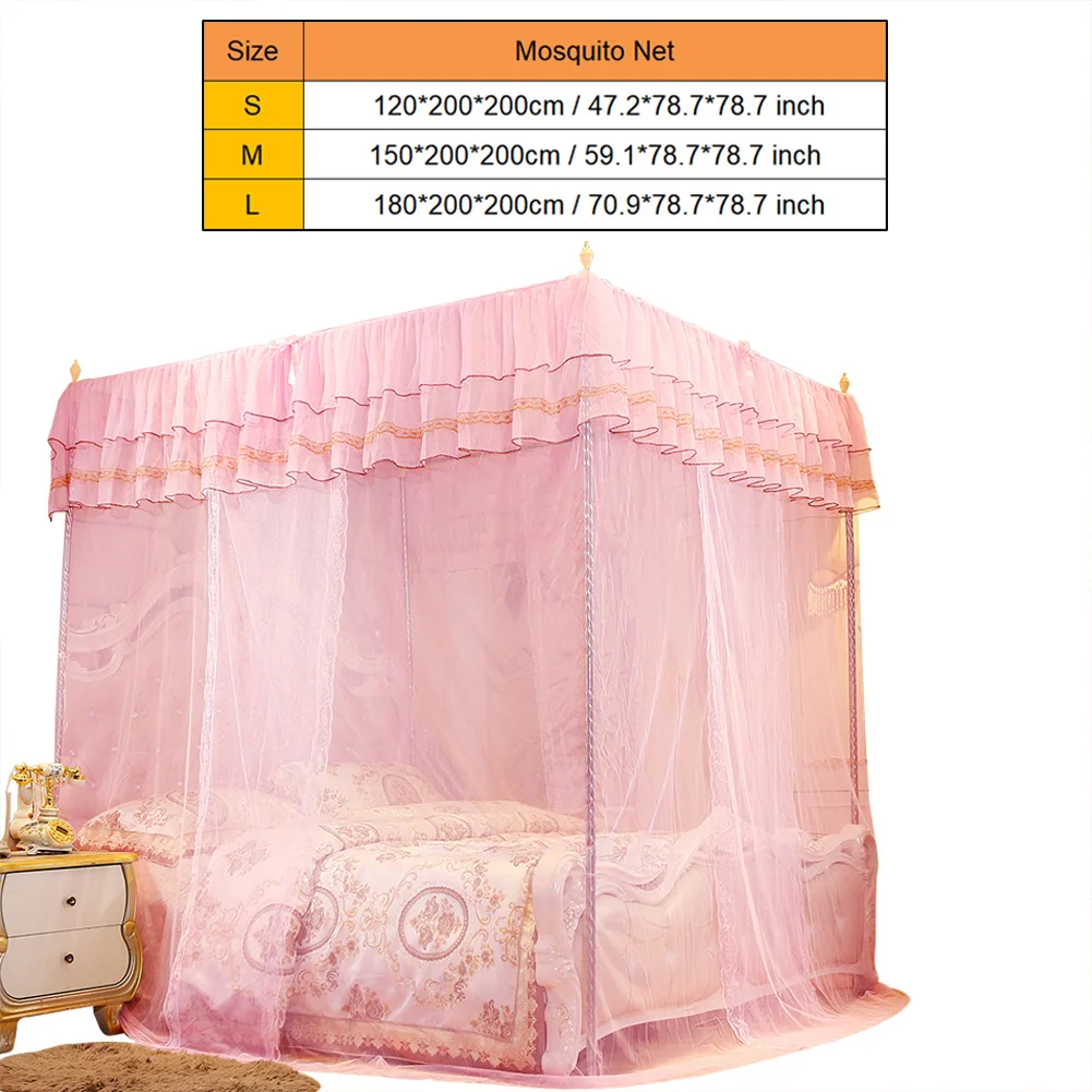 

C5 Luxury Princess Bed Curtain Canopy Netting 1.2m/1.5m/1.8m Three Side Openings Post Mosquito Net Bedding excluding Bracket