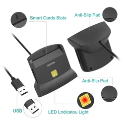 Card Reader With LED Indicator USB Smart DNIE ATM CAC IC ID Bank SIM Cloner Connector for Windows