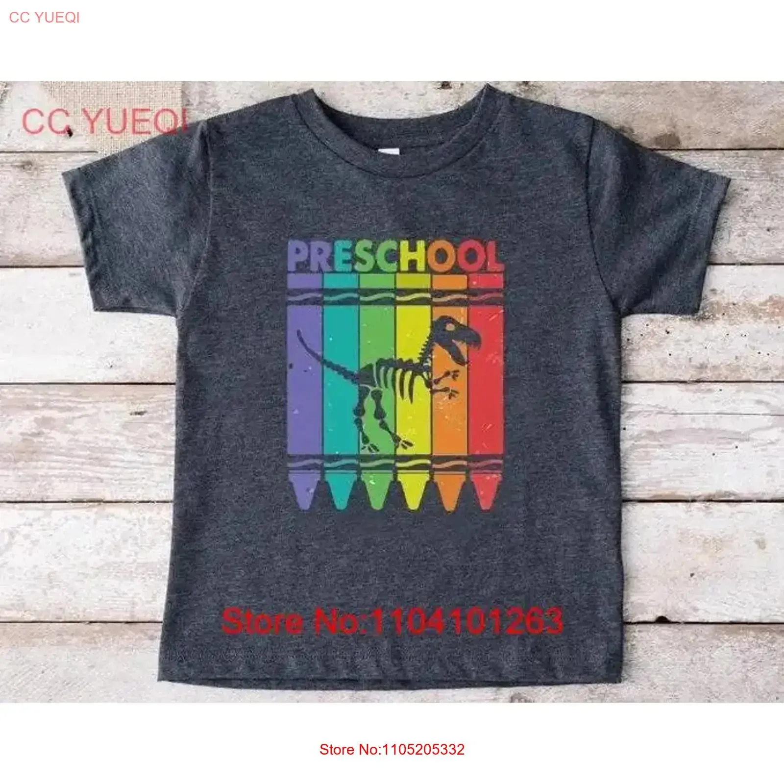Preschool Dinosaur T Shirt Boys Crayons Back To School First Day Of Kids vintage Washed fashion Stylish Casual Unisex graphic