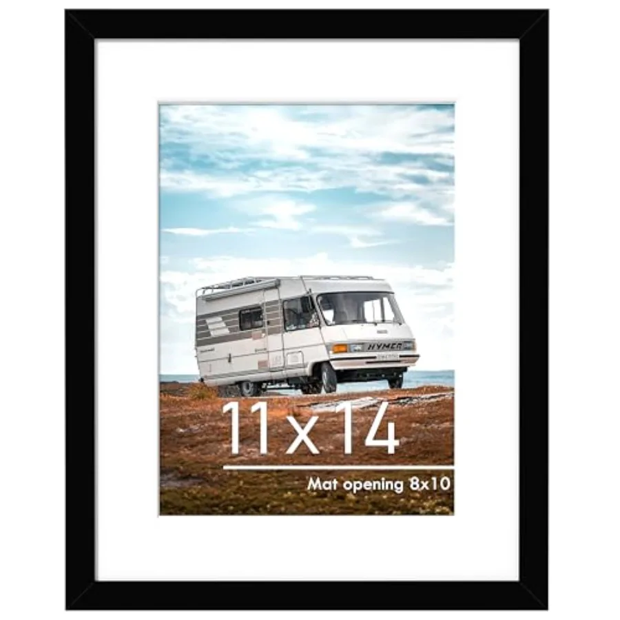 Picture Frame, Display Pictures 8 x 10 with Mat or 11 x 14 Without Mat for Wall Mounting Display, Photo Frames