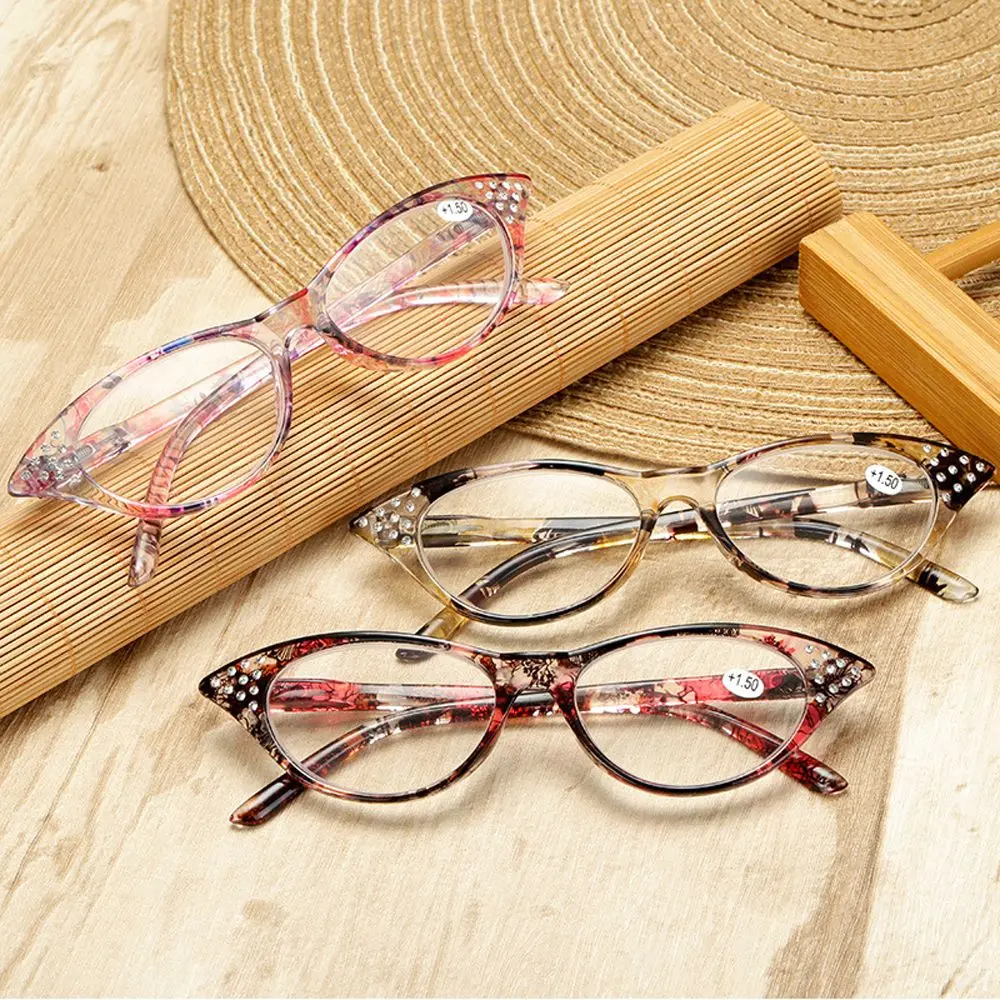 

Rhinestones Cat Eye Frame Read Magnification Women Reading Glasses Hyperopia Eyewear Presbyopia Glasses Computer Eyeglasses