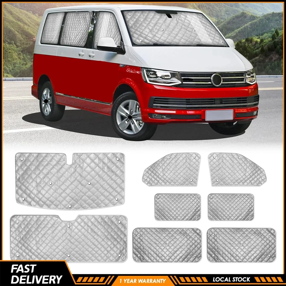 8-teiliges Set Neuer Verbesserter Auto-Fenster-Frontscheibenschutz für VW T5 T6, Vollständiger Wasserdichter Sonnenschutz für die Windschutzscheibe, Auto-Zubehör