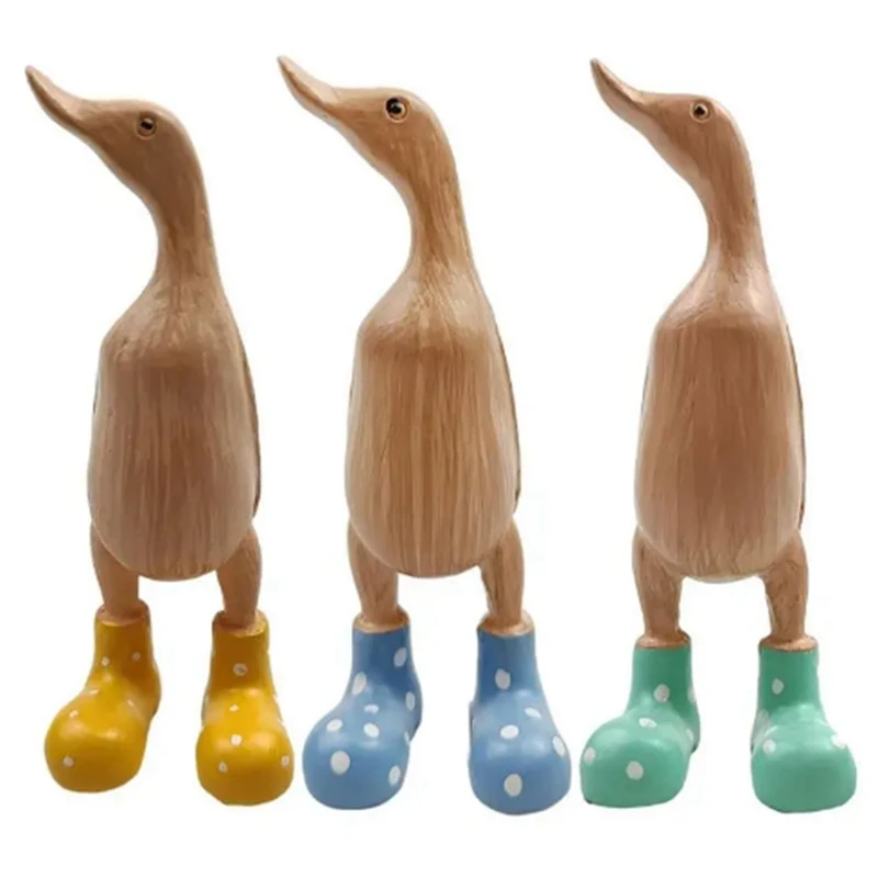 ABKO-الراتنج بطة تمثال حديقة النحت لطيف الكرتون البط يرتدي رصدت Wellies التمهيد حسن الحظ تمثال