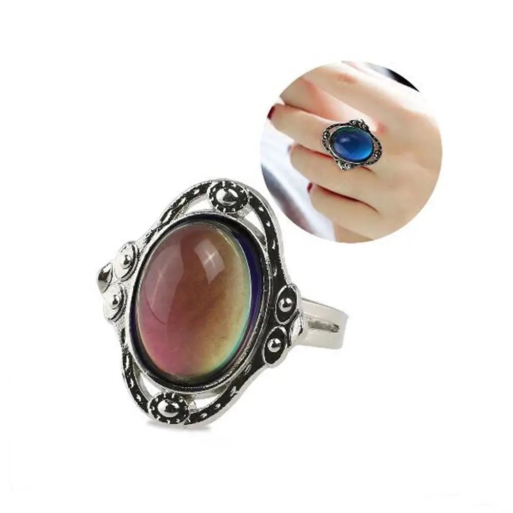 Compact Funny Emotional  Vintage Adult Chic Adjustable 1PC Temperature Ring Mood Changing Color