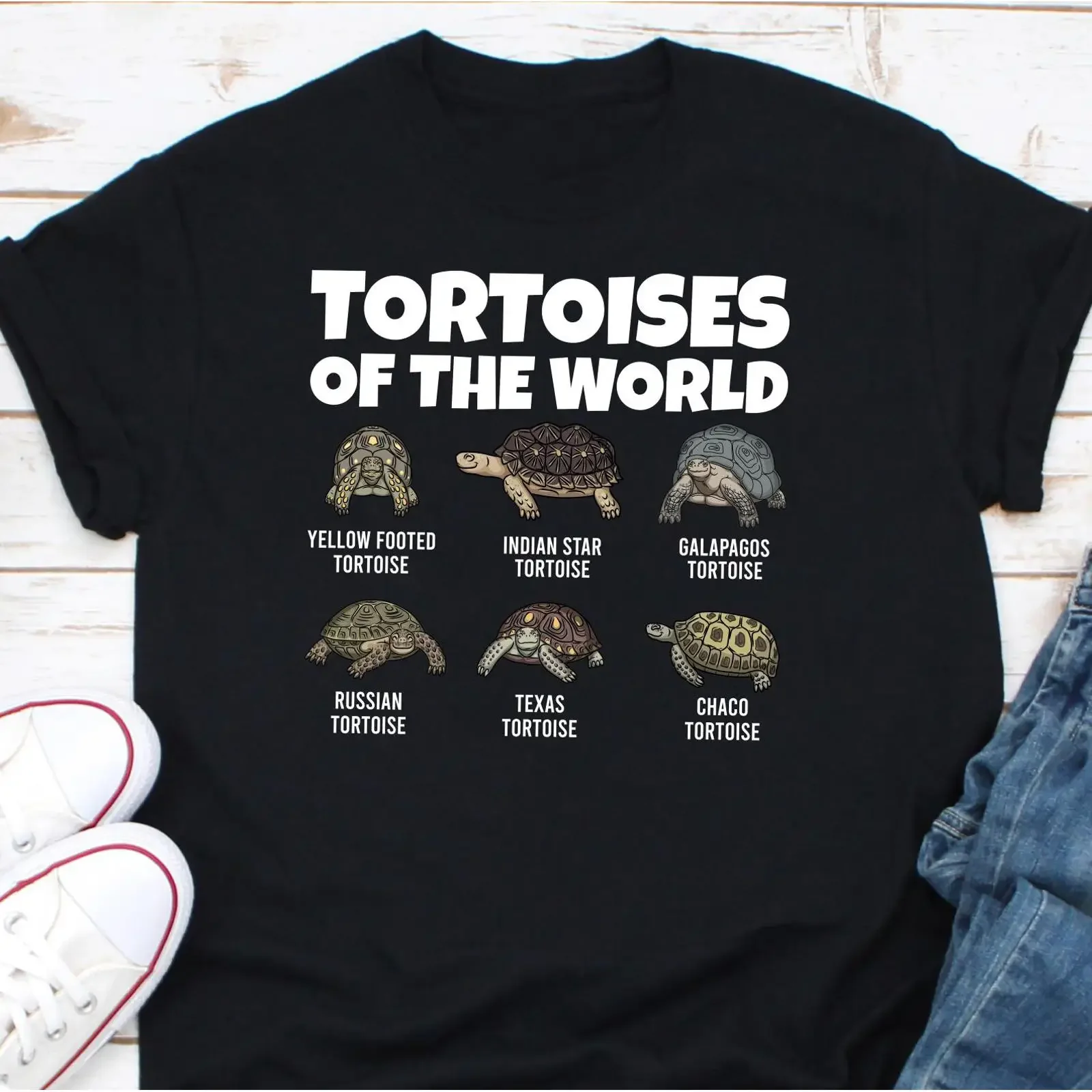 Tortoises of The World T Shirt Funny Reptile Lover Cute Turtle Types for Tortoise Animal Enthusiasts vintage Washed homme