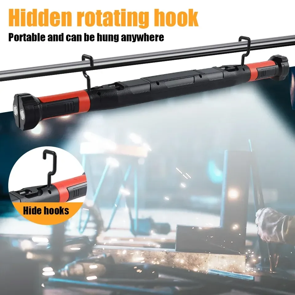 High Lumen Rechargeable LED Work Light Ideal for Car Emergency Repair Powerful Magnetic Flashlight with Hooks and Magnetic Base image 4