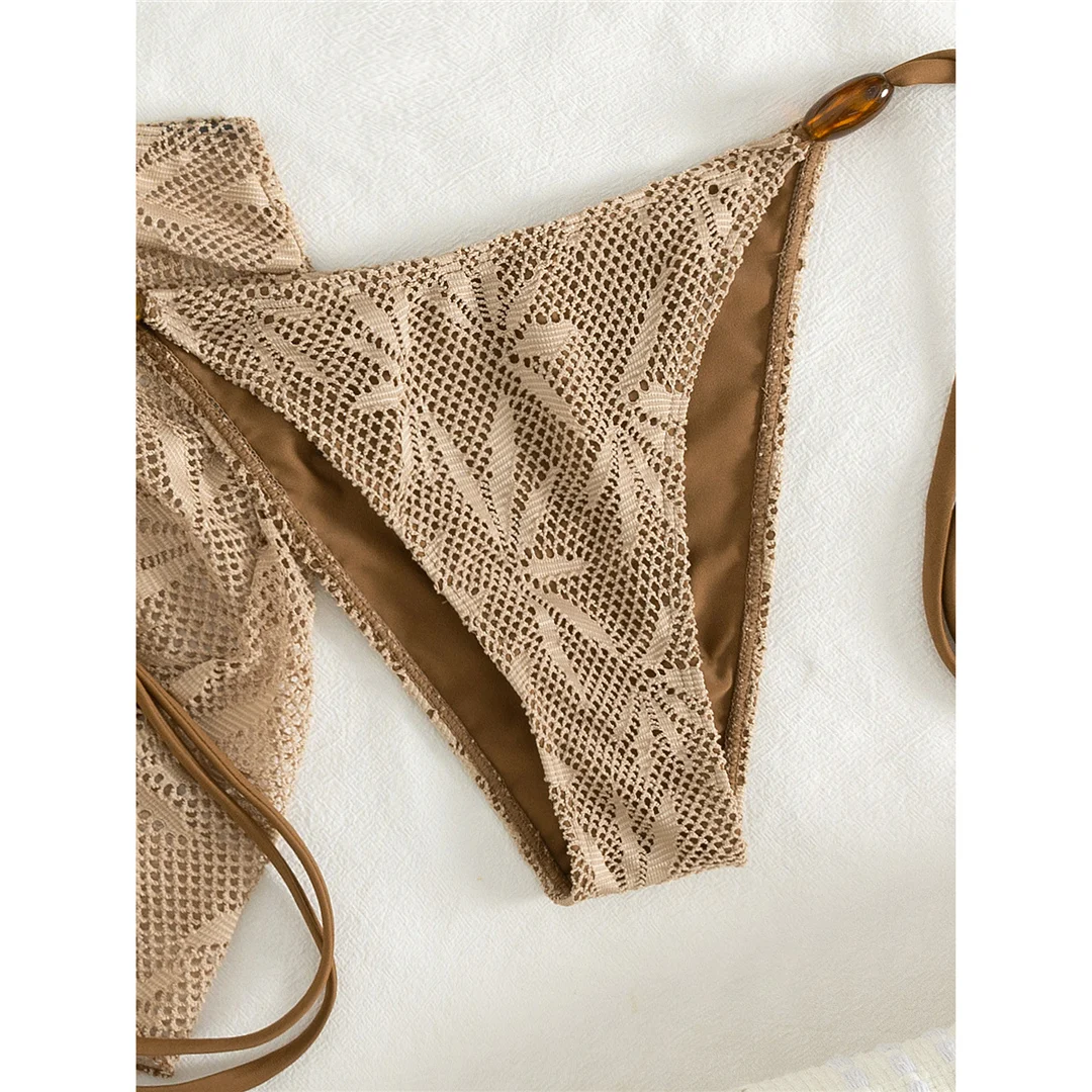 S - XL Mit Rock, bedruckter Neckholder-Bikini, Damen-Badebekleidung, dreiteiliges Bikini-Set, Badeanzug, Badebekleidung, Schwimmbekleidung V8195 – Detail 6