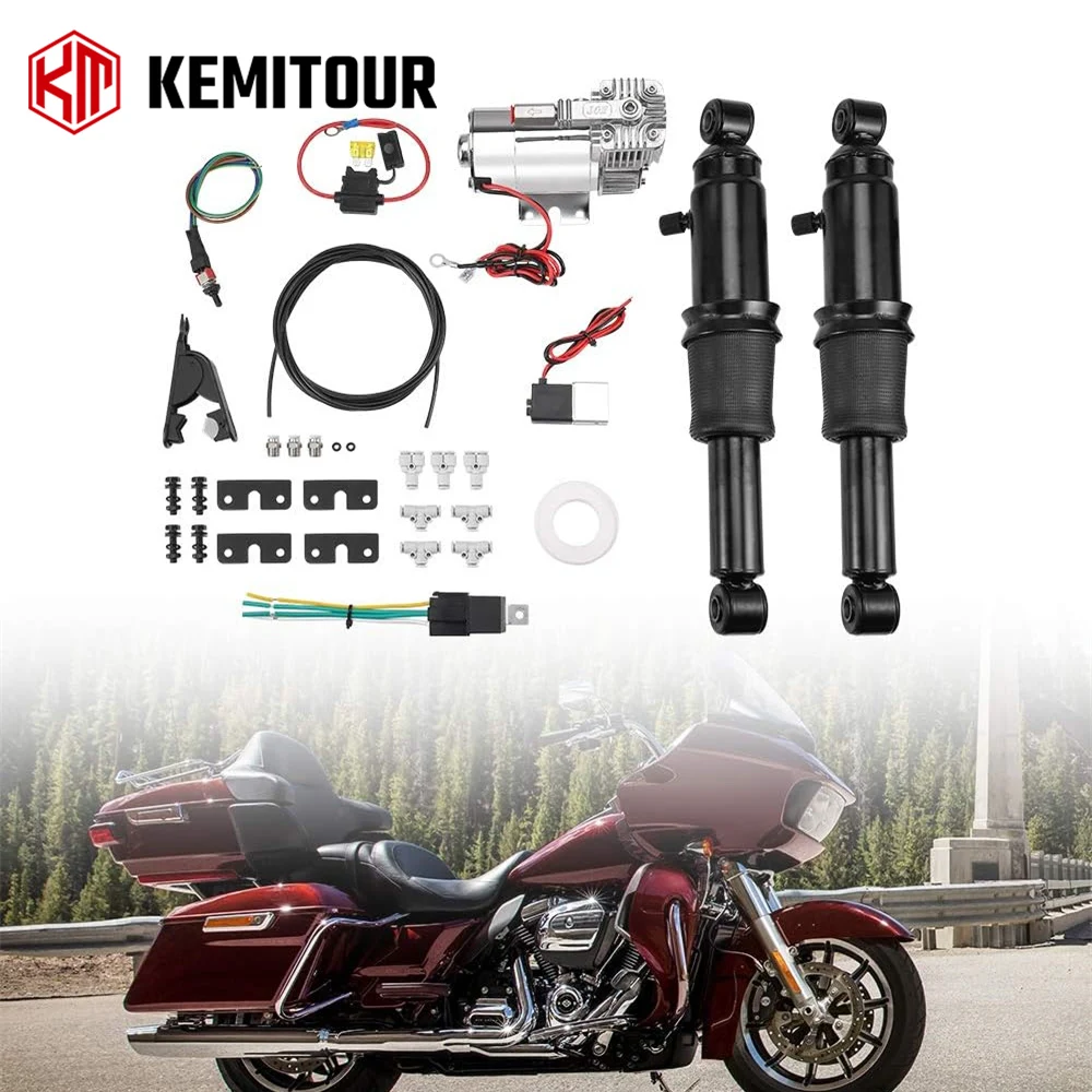 Motorcycle Rear Air Adjustable Ride Suspension Kit for Touring Electra Glide Street Road Glide Road King 1994-2024 Accessories